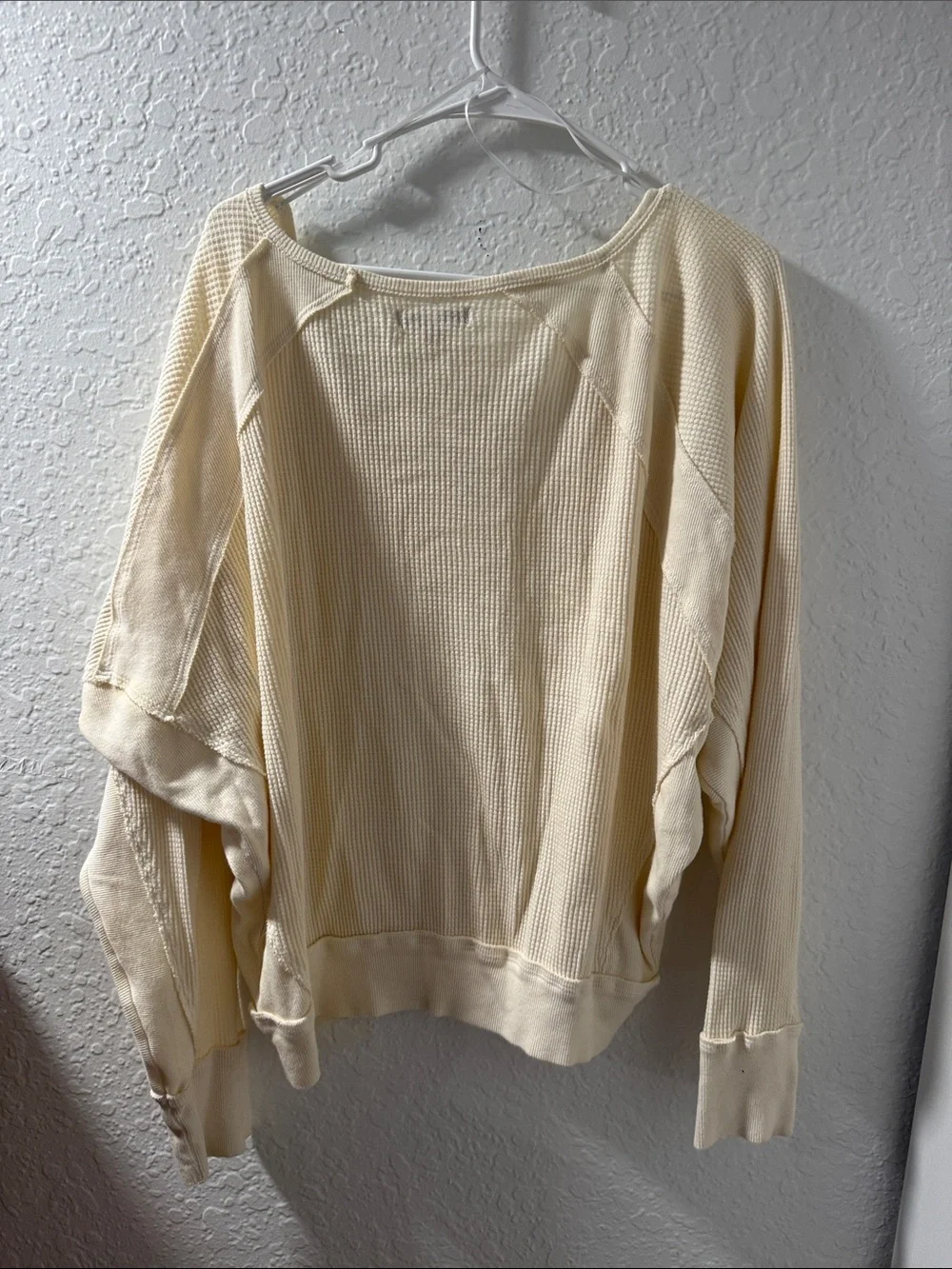 FREE PEOPLE Cream Waffle-Knit Santa Clara Thermal Size Medium